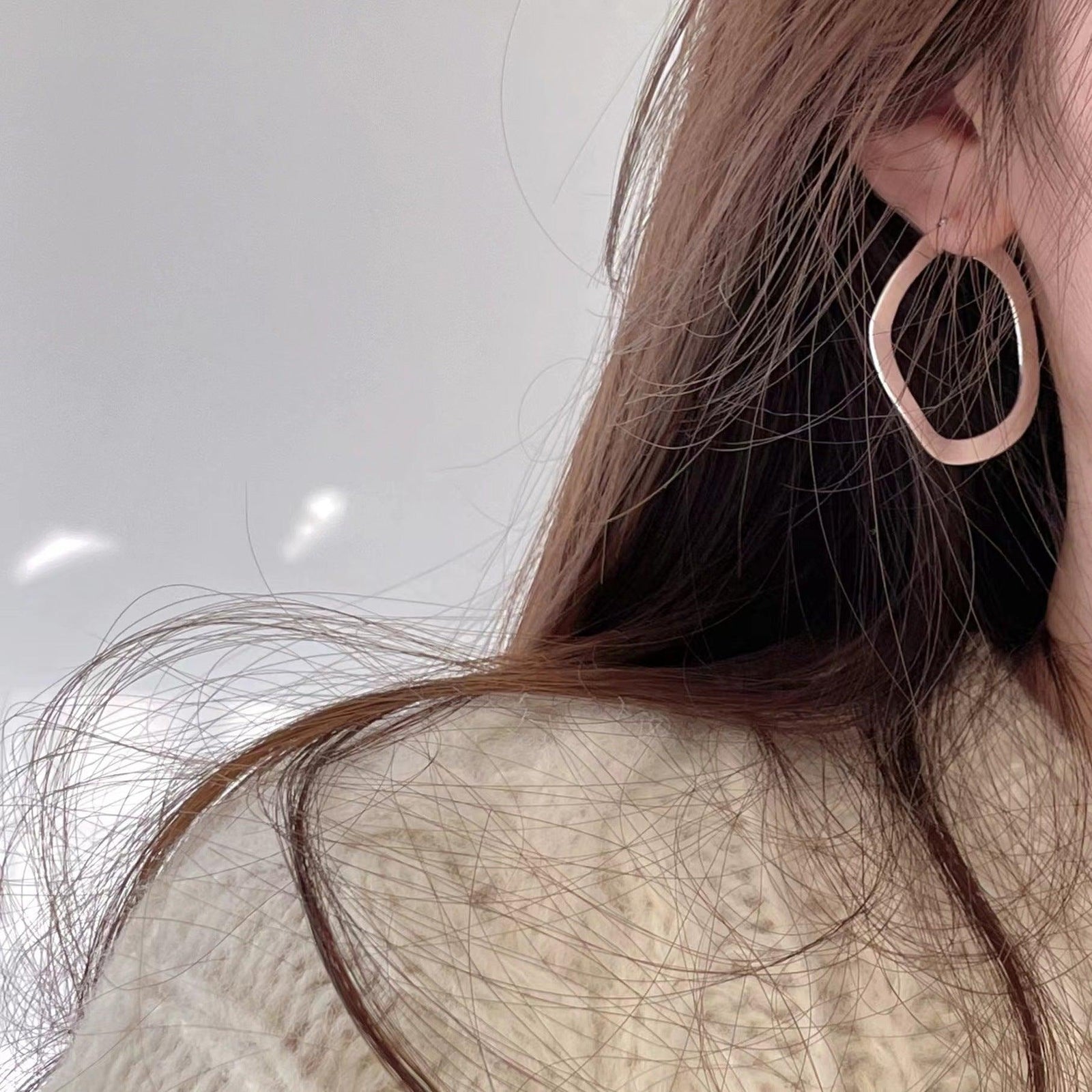 Korean Version 925 Sterling Silver Stud Earrings With Large Circle - Trendha