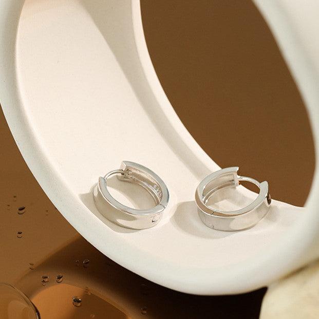 Korean Version Of Ins Geometric Circle Smooth S925 Sterling Silver Earrings For Women - Trendha