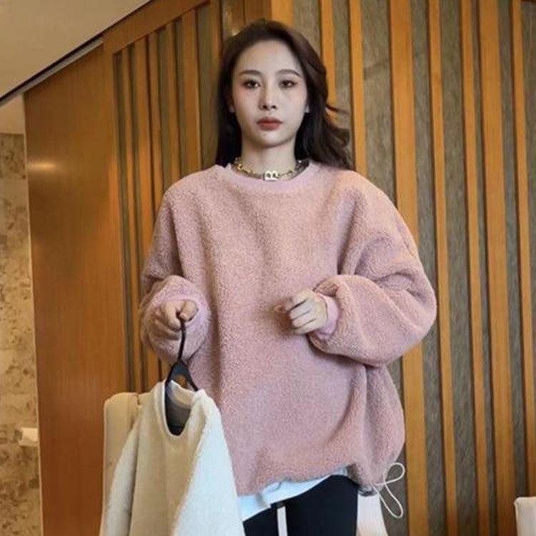 Lazy Wind Lambswool Round Neck Sweater Female - Trendha