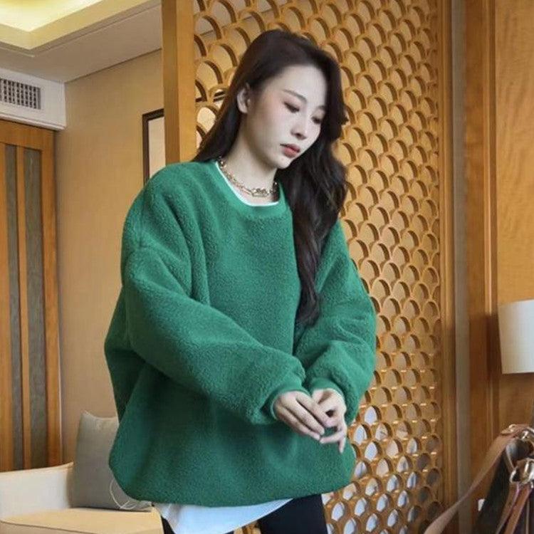 Lazy Wind Lambswool Round Neck Sweater Female - Trendha