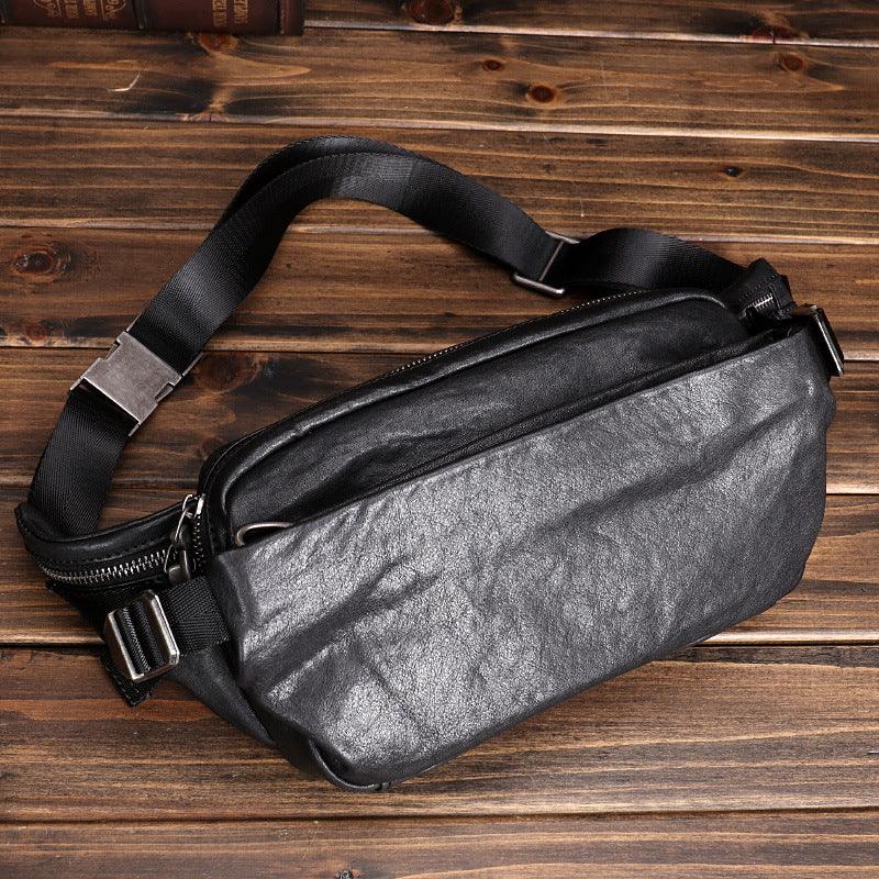 Leather Fanny Pack Multifunctional Sports Oxskin Casual Fashion Crossbody Bag - Trendha