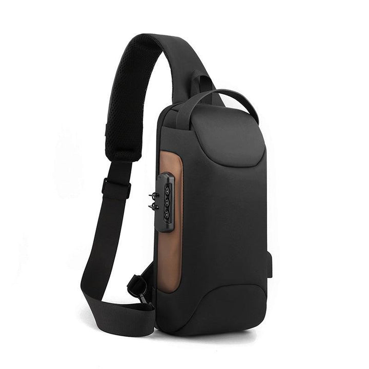 Leather Film Men's USB Charging Single Shoulder Chest Bag - Trendha