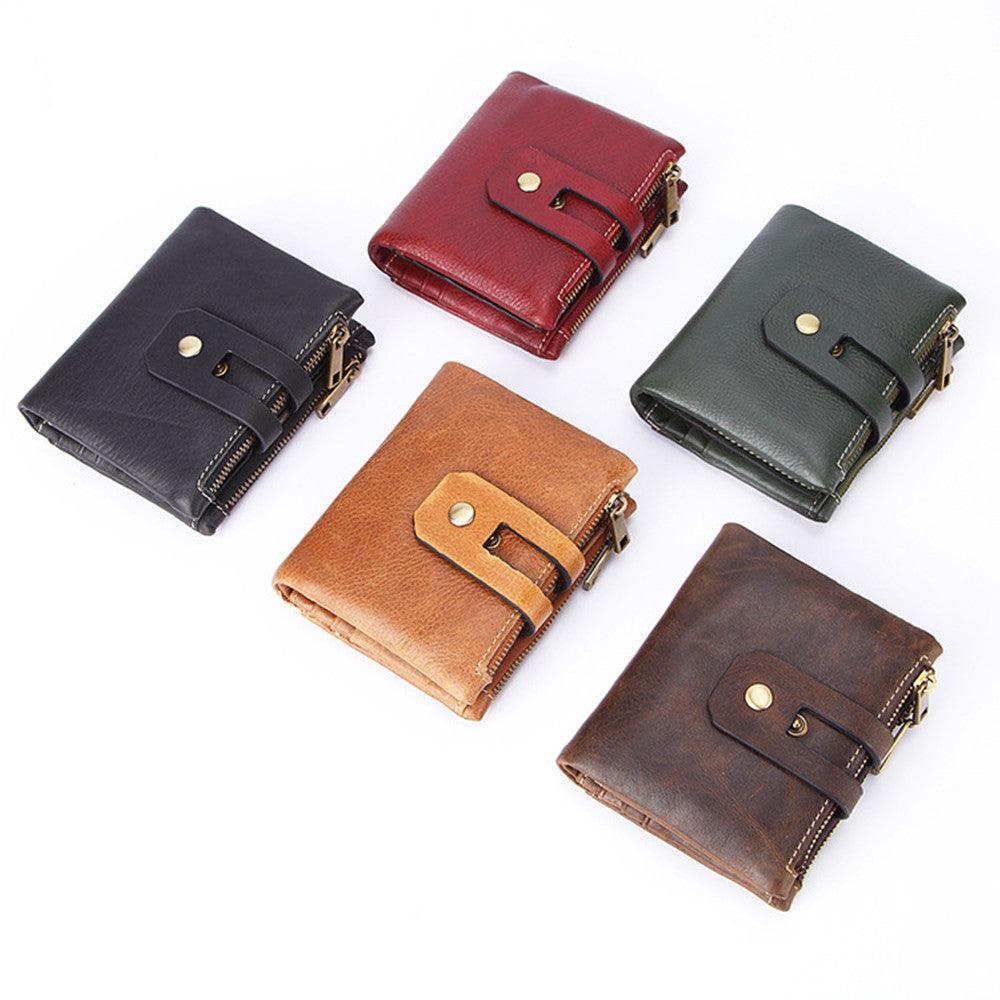 Leather Men's Wallet Short Vintage Handheld - Trendha