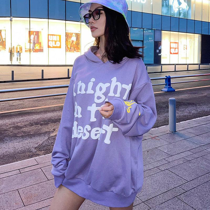 Letters Star Print Hooded Two-color Sweatshirt Men And Women - Trendha