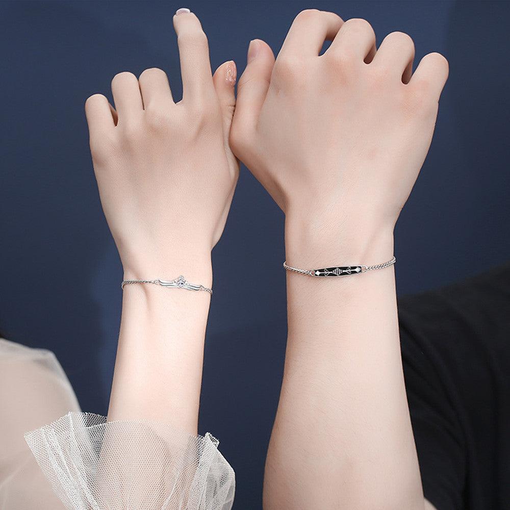 Men's And Women's Pair Creative All Match Sterling Silver Bracelet - Trendha