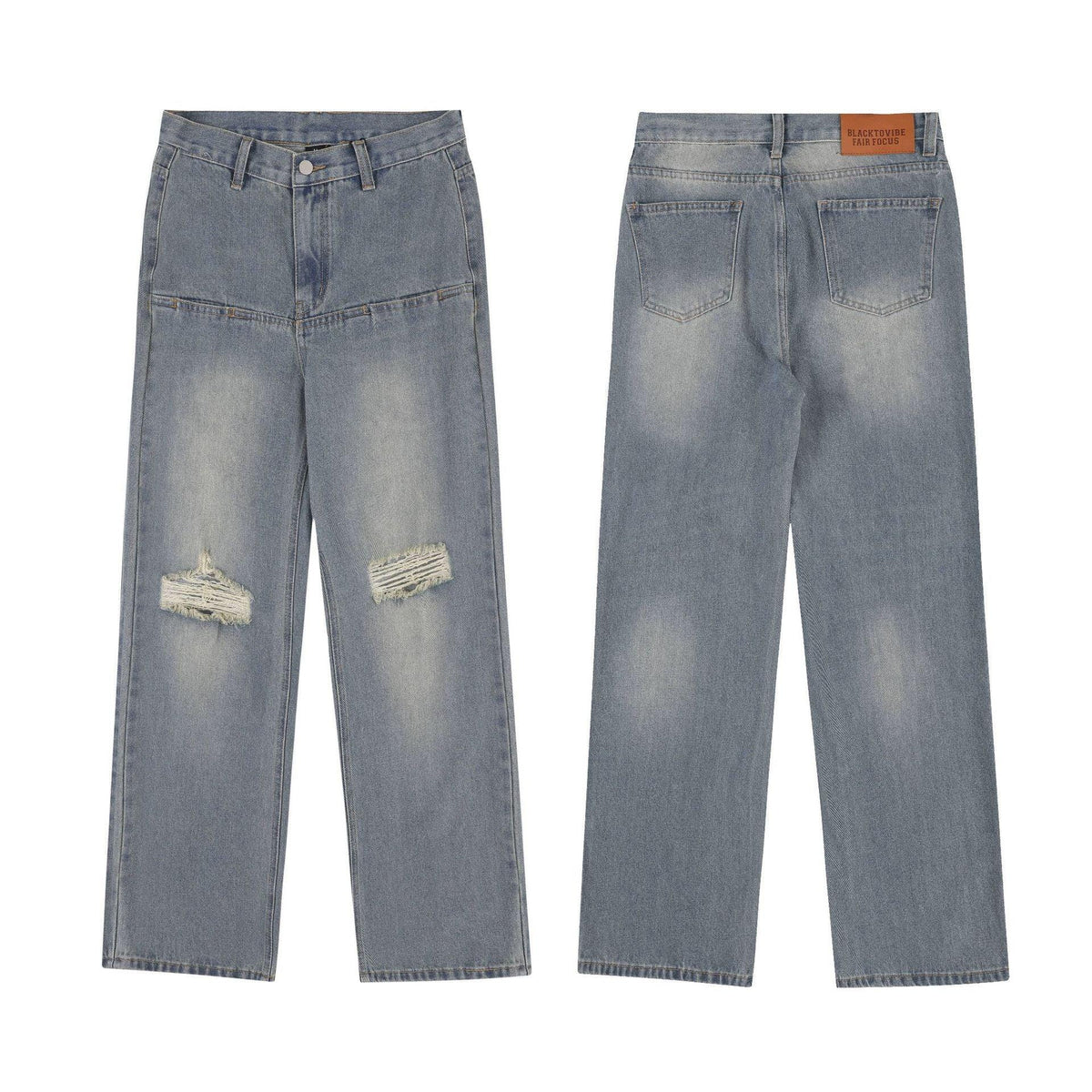 Men's And Women's Same Style American Make Old Ripped Straight Casual Jeans - Trendha