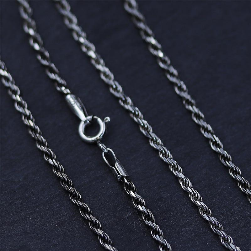 Men's And Women's Versatile Long S925 Sterling Silver Fried Dough Twist Necklace - Trendha