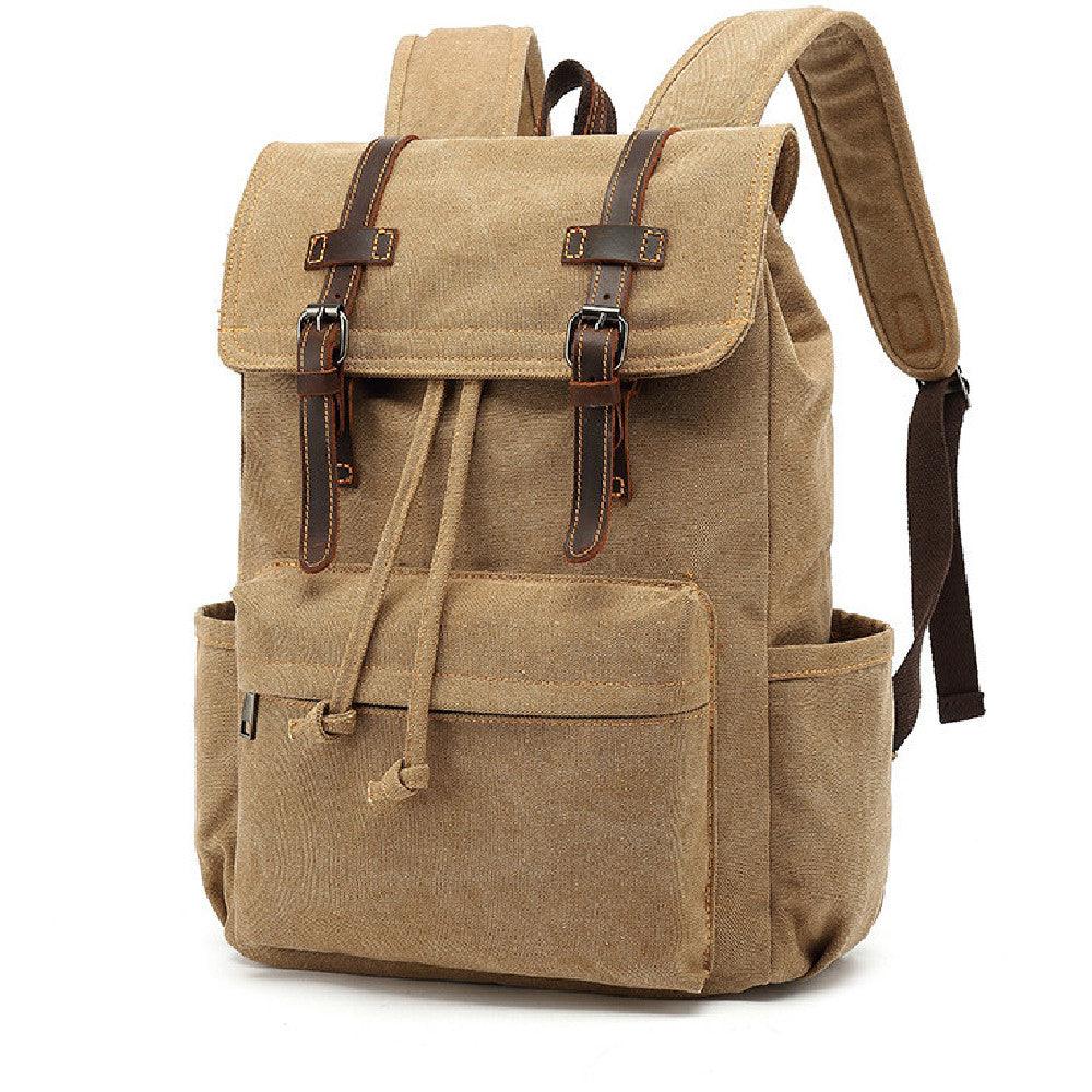Men's Backpack Vintage Crazy Horse Leather Outdoor Travel Canvas Bag - Trendha