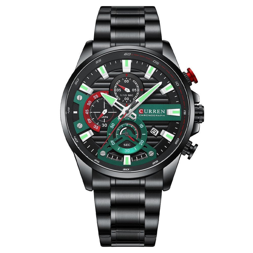 Men's Calendar Watch With Steel Band Six-hand Quartz - Trendha