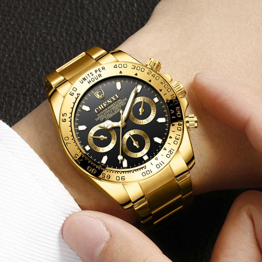 Men's Electroplating Gold Luminous Waterproof Business Watch - Trendha