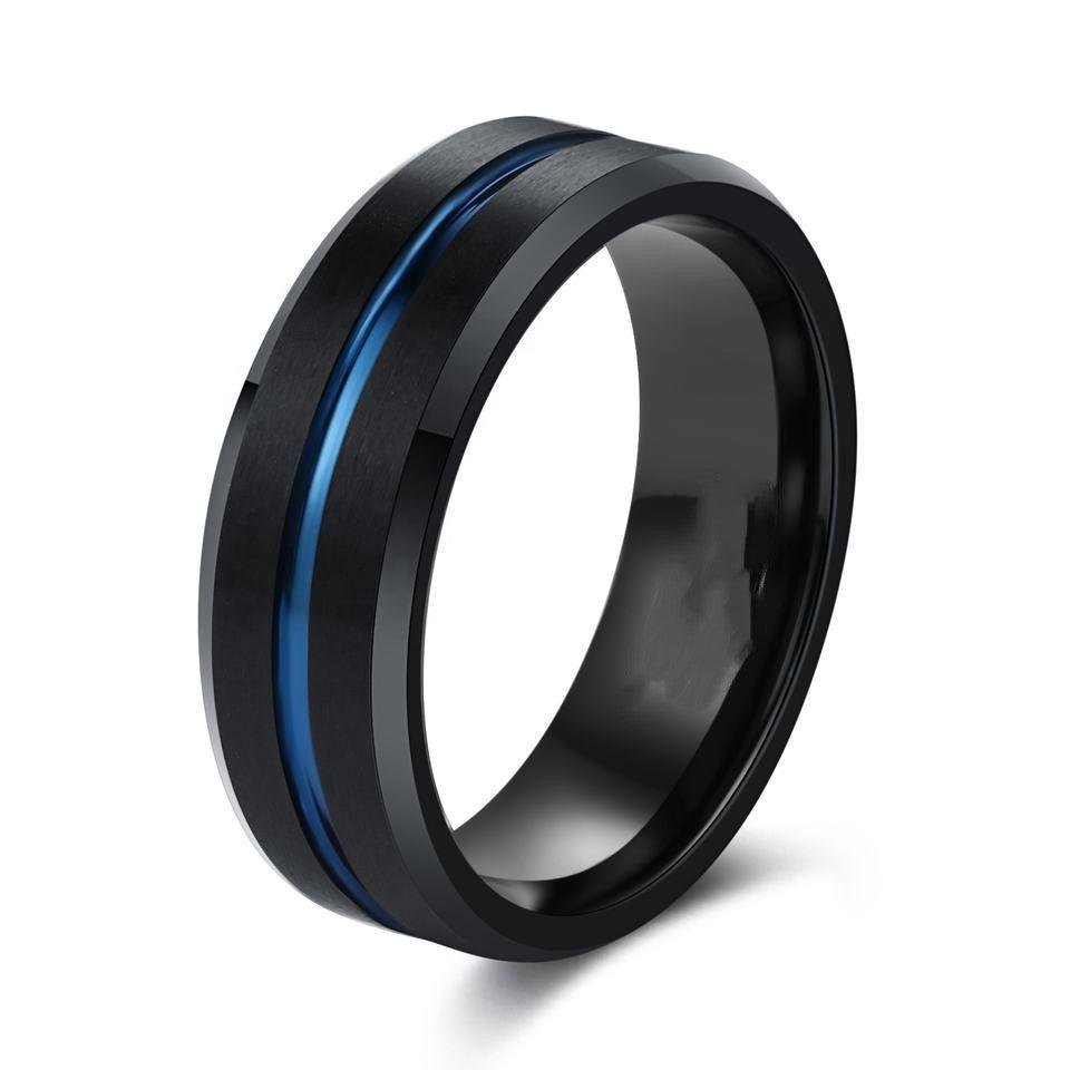 Men's Fashion Simple Flat Black Tungsten Steel Ring - Trendha