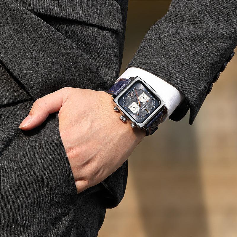 Men's Fashion Square Multifunction Waterproof Luminous Calendar Watch - Trendha