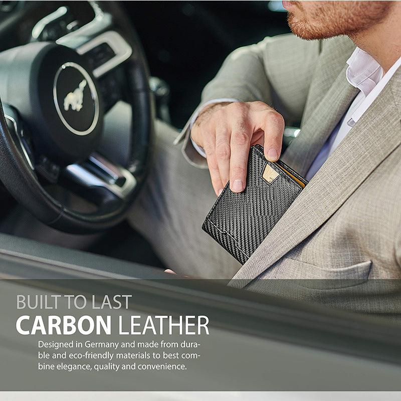 Men's Genuine Leather Carbon Fiber Wallet With Multiple Card Slots - Trendha
