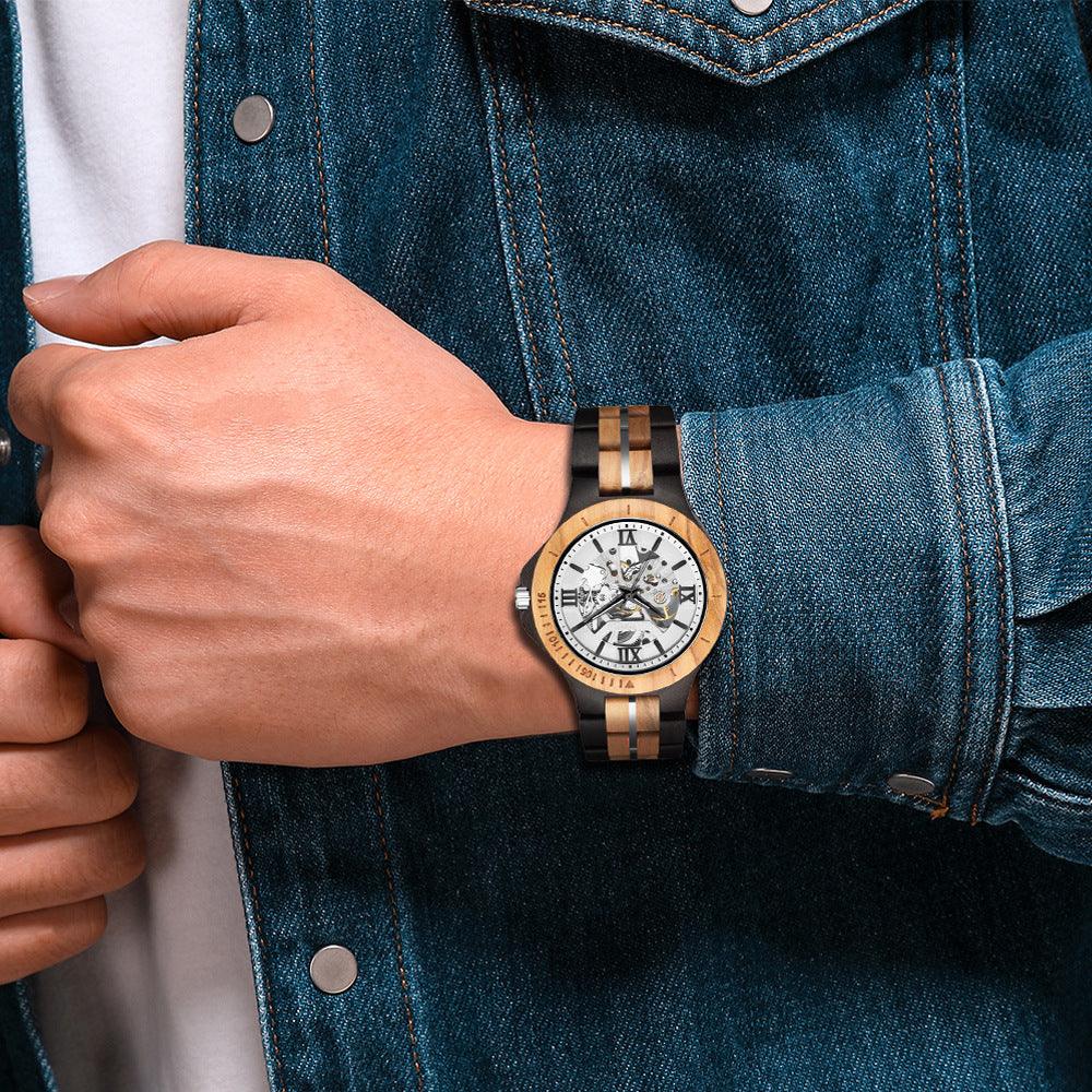 Men's Mechanical Watch Automatic Pure Wood Handmade - Trendha