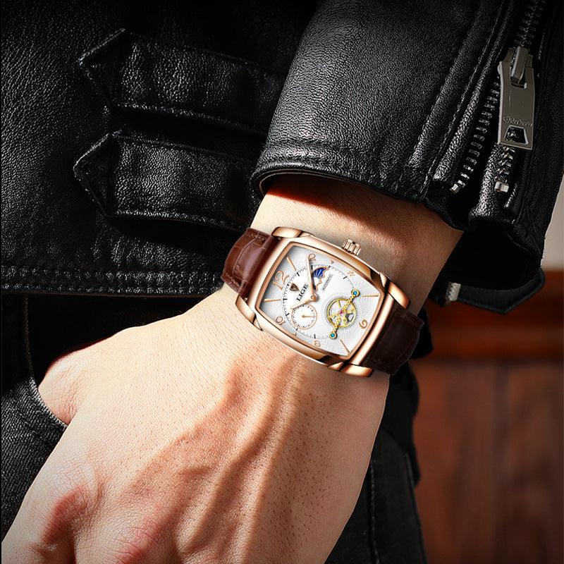 Men's Mechanical Calendar Watch with Shaped Case