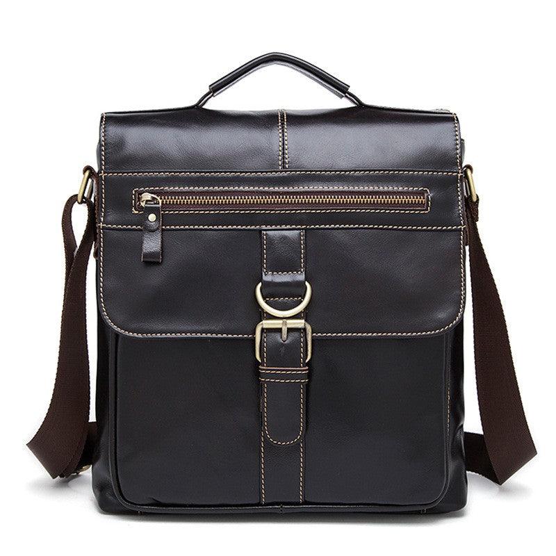 Men's One-shoulder Baotou Layer Cowhide Clamshell Satchel Retro - Trendha