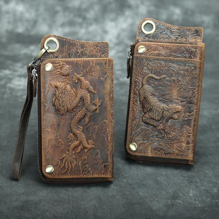 Men's Retro Multi-Card Color Changing Vintage Bracelet Long Zipper Wallet - Trendha