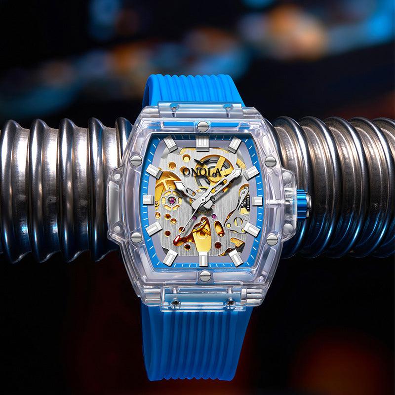 Men's Skeleton Automatic Mechanical Silicone Watch - Trendha