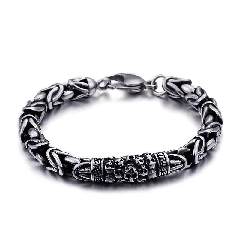 Mens Cool Gothic Style Skeleton Punk Metal Braided Chain Bracelet - Trendha