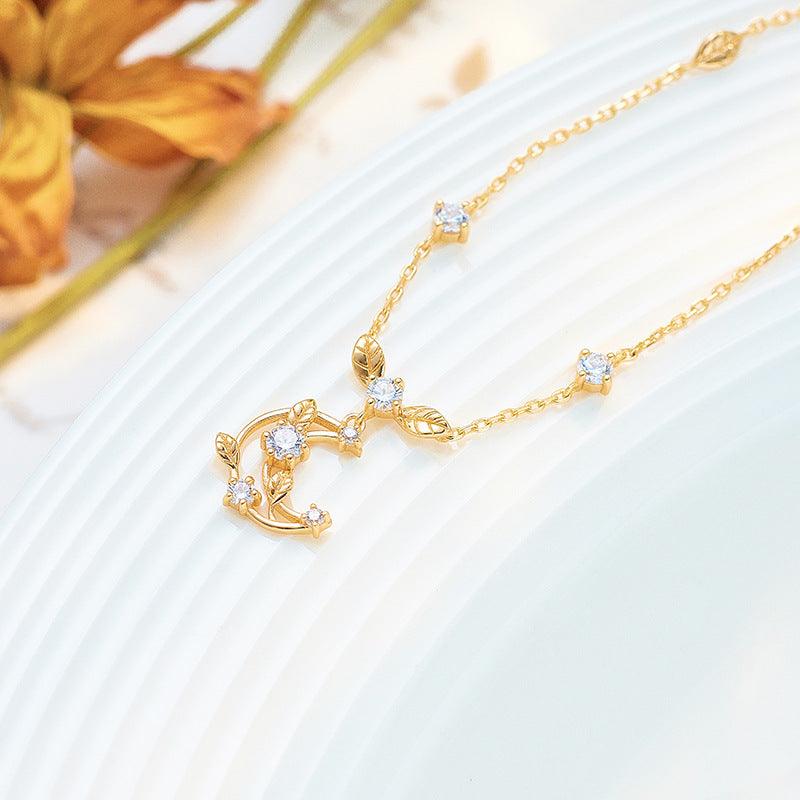 Moon Necklace Woven With Leaves - Trendha