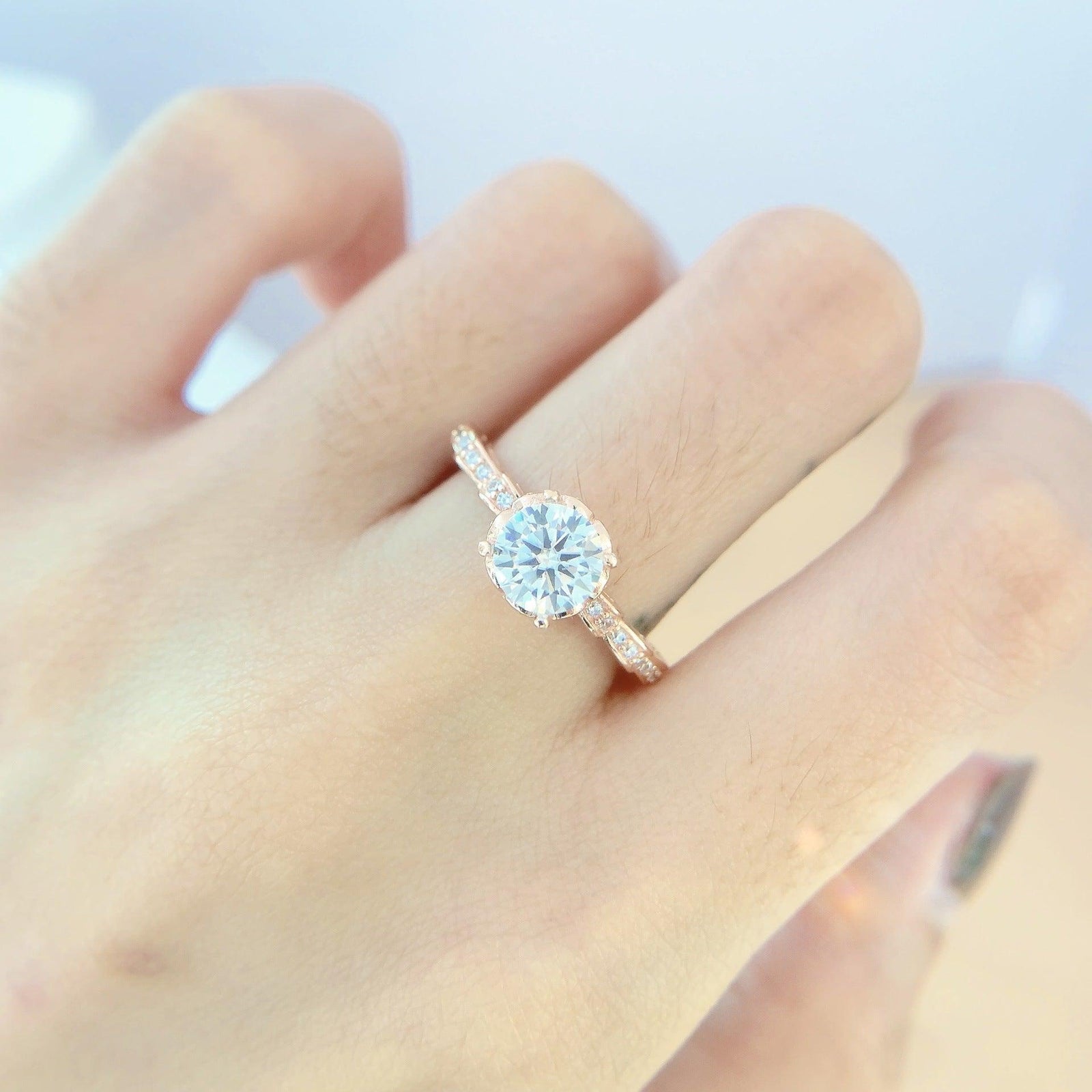 Mosonite Champagne Gold Diamond Ring - Trendha