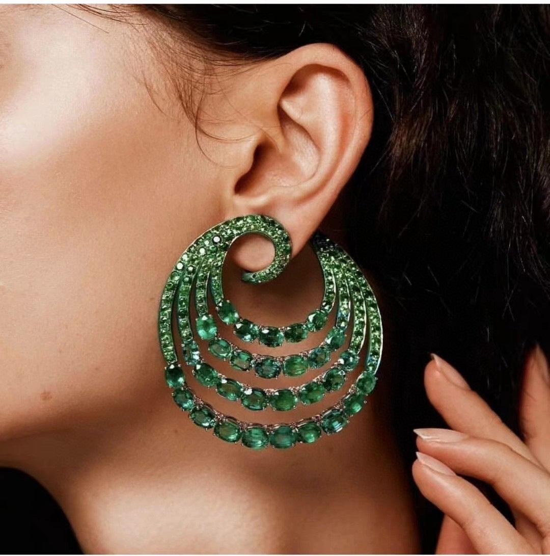 Multi Layer Thread Color Zirconium Geometric Earrings - Trendha