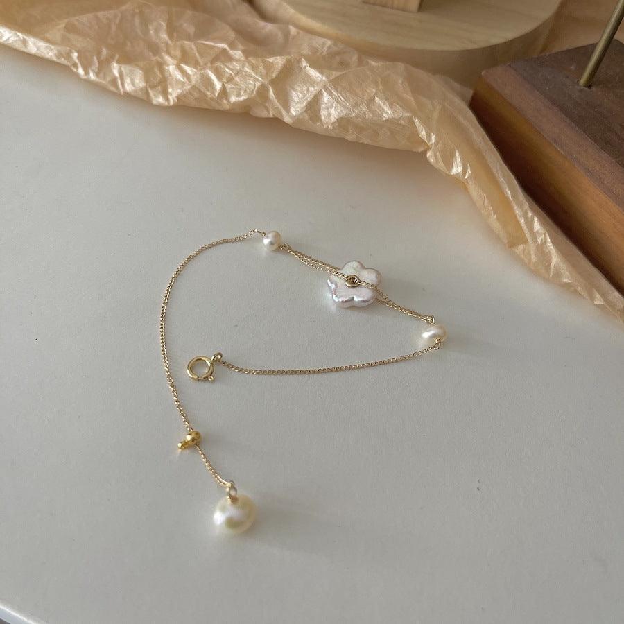 Natural Freshwater Pearl 14K Gold Pearl Bracelet - Trendha
