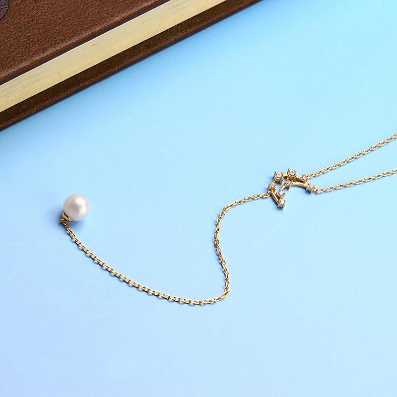 Natural Pearl Moon Tassel Necklace - Trendha