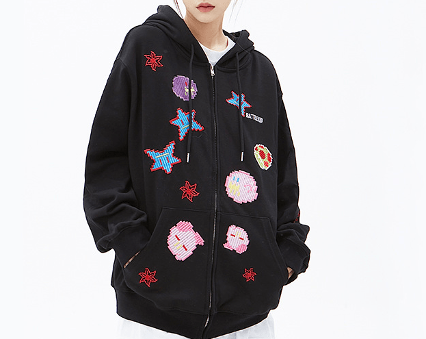 New BK Series Men's And Women's Identical Graffiti Printed Cardigan Hoodie - Trendha