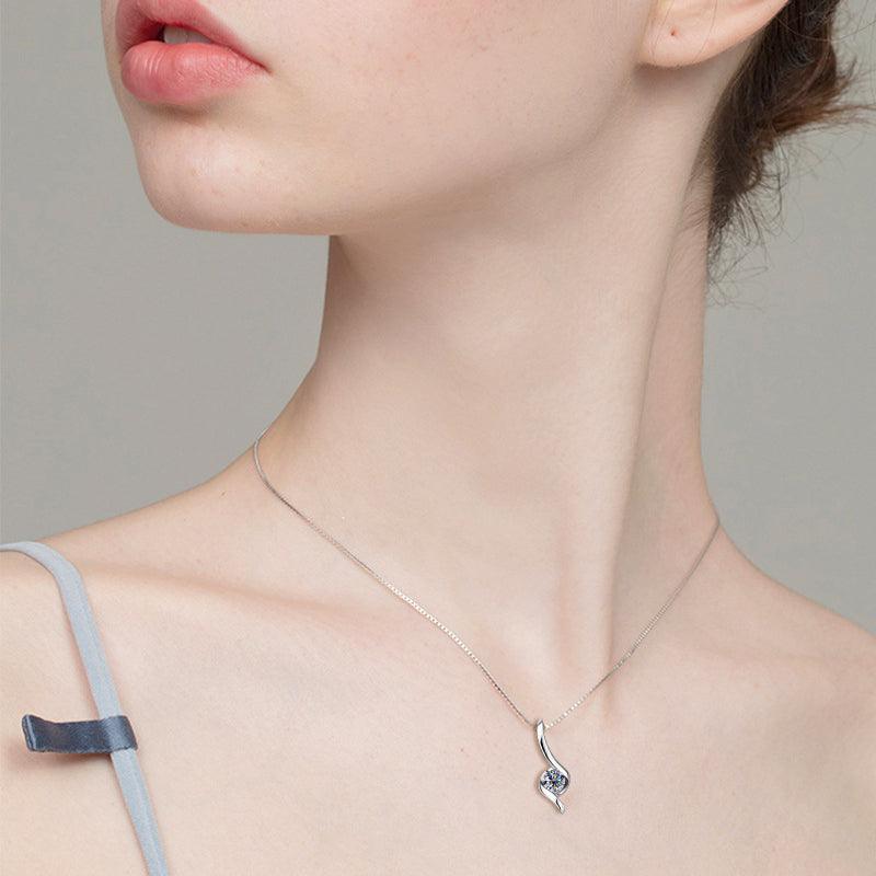 925 Silver Swirl Solitaire Pendant Necklace