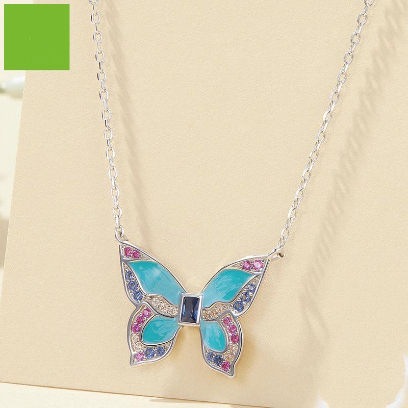 New Platinum Platinum Butterfly Necklace - Trendha