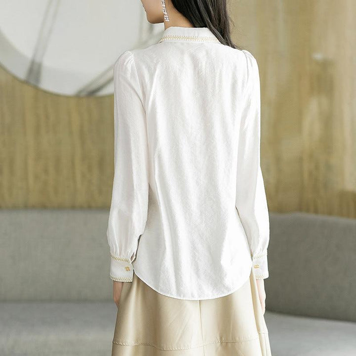 New Spring Style Small Fragrant Cotton Shirt Long Sleeve Lapel - Trendha