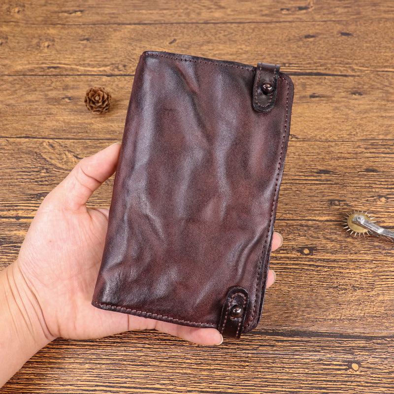 New Top Layer Cow Leather Hand-painted Old Long Wallet Man - Trendha