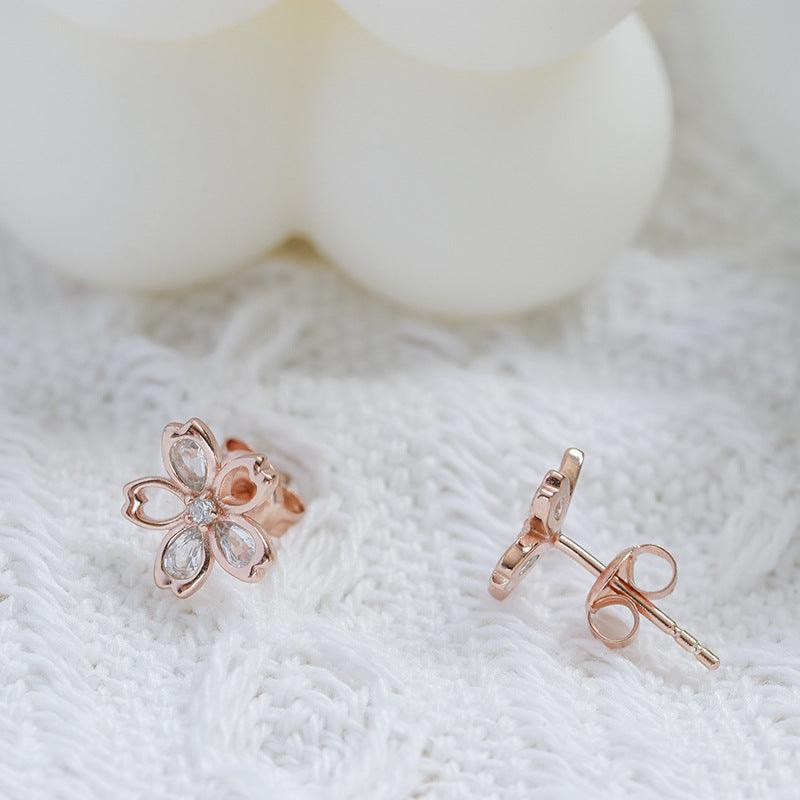 New Zircon Cherry Blossom Earrings - Trendha