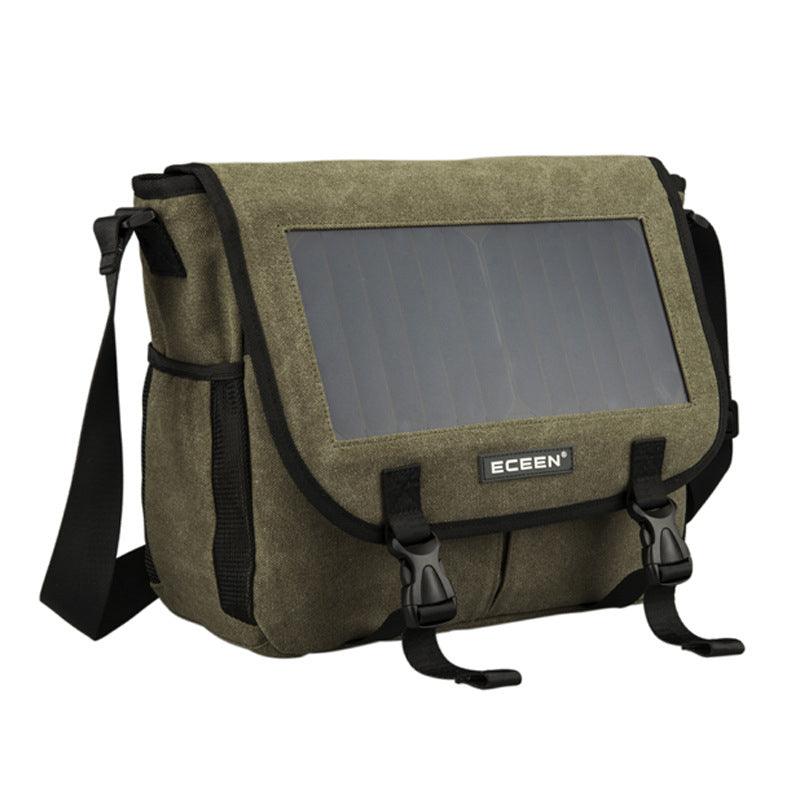 Outdoor Sports Sun Charging Pack Casual Canvas One Shoulder Bag - Trendha