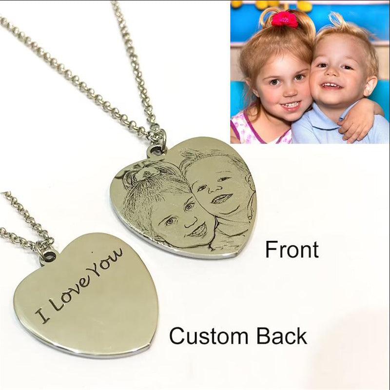 Pattern Photo Carving Personality DIY Titanium Steel Necklace - Trendha