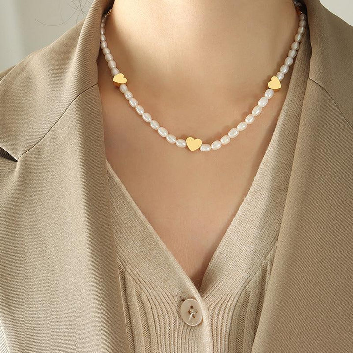 Peach Heart Splice Freshwater Pearl Chain - Trendha