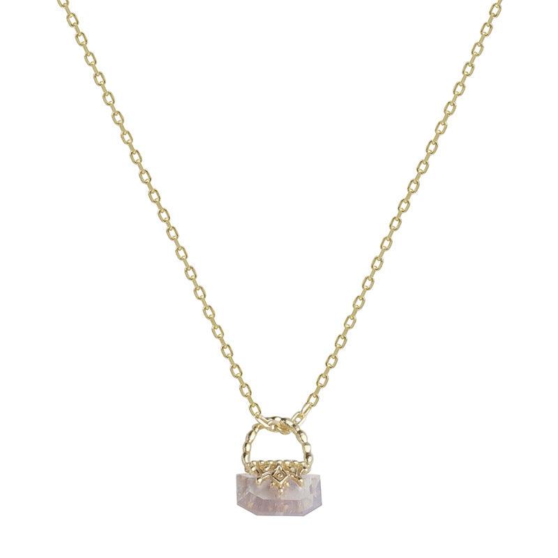 Pendant S925 Sterling Silver Gilded Charm Purple Gold Stone - Trendha