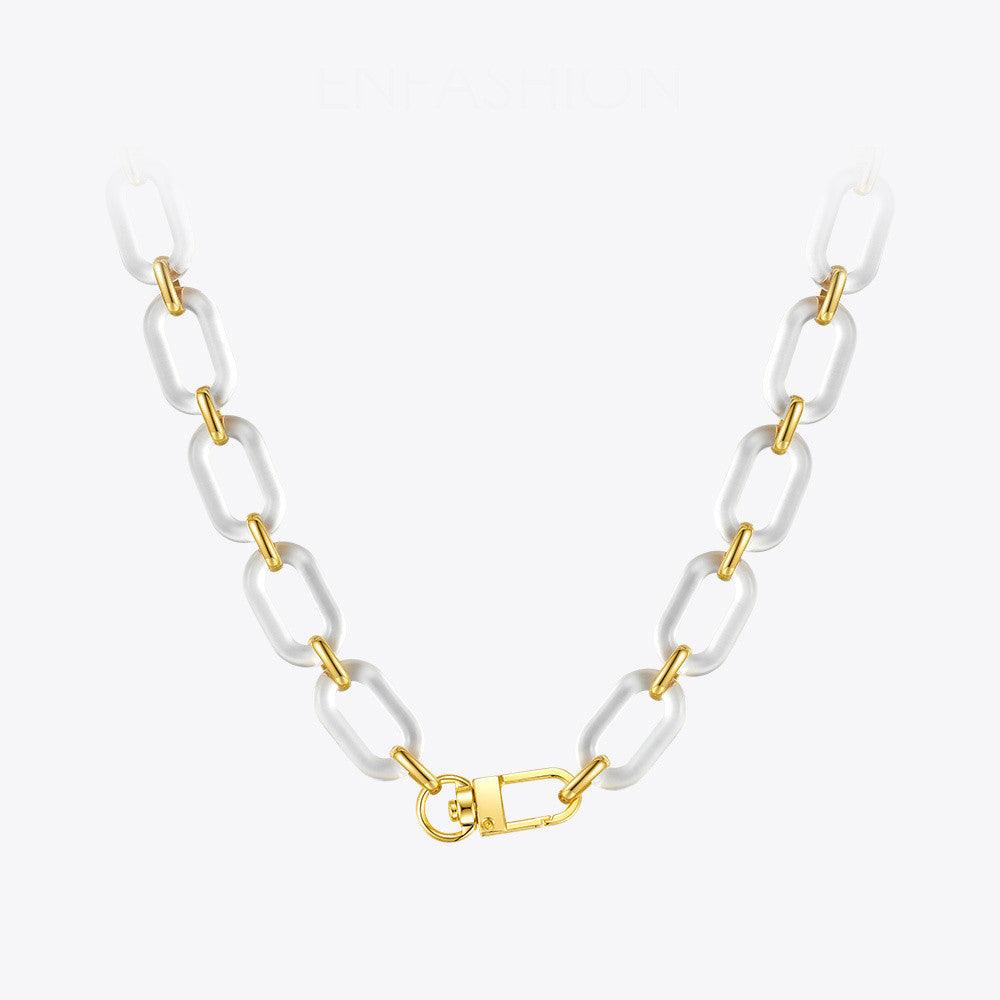 Personalized Simple Transparent Acrylic Metal Square Buckle Necklace - Trendha
