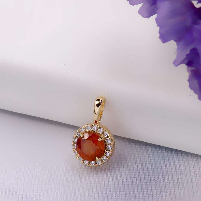 Orange-Stone Round Pendant