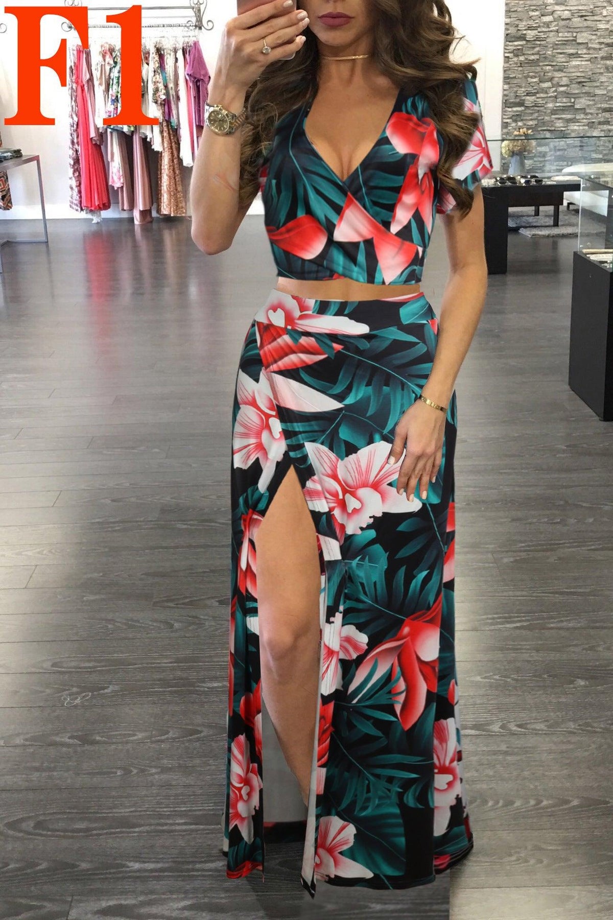 Printed Floral Dress Two-piece Suit For Women - Trendha