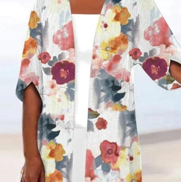 Printed Loose Top Fashion Coat - Trendha