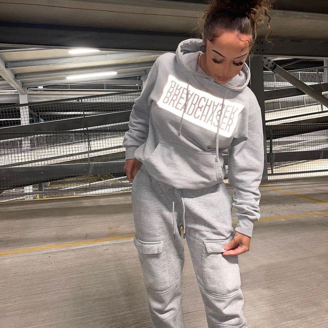Printed Tooling Pocket Pants Hoodie Suit - Trendha