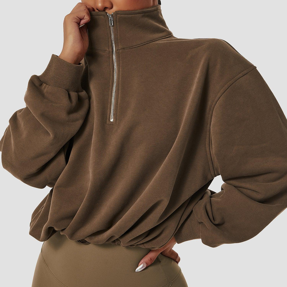 Pullover High Neck Fitness Sports Sweatshirt For Women - Trendha