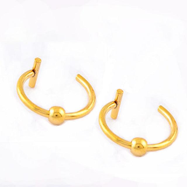 Punk 8 10mm Titanium Steel Lip Rings Cuff Clip On - Trendha