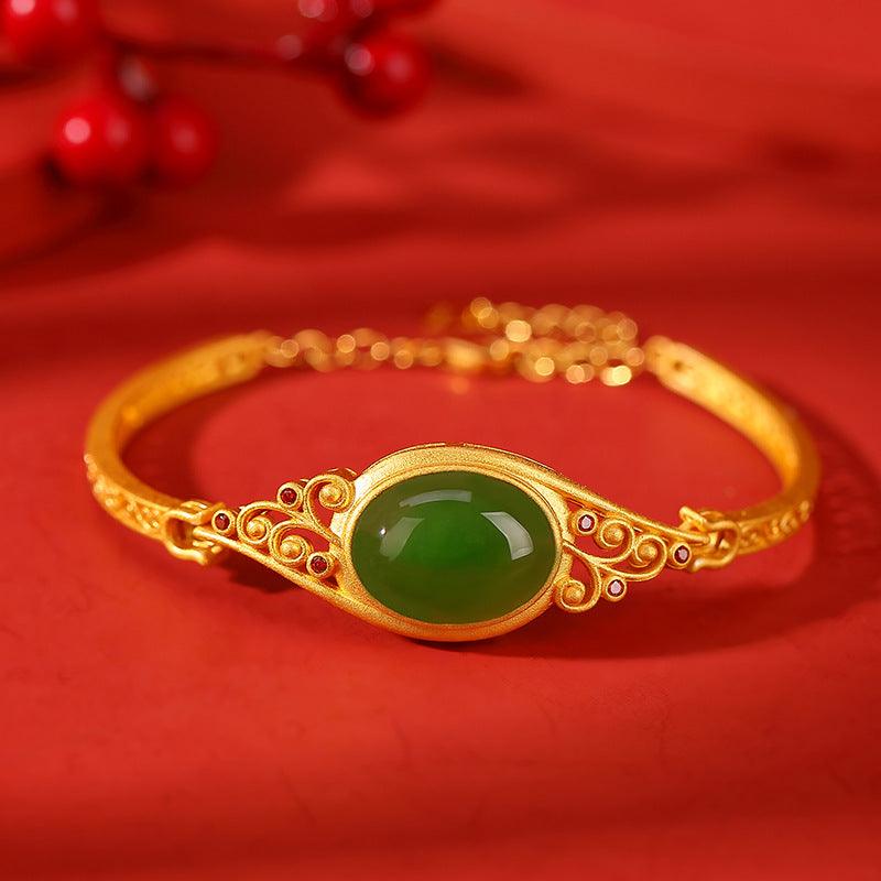 Pure Silver Gilded Jasper New Chinese Style Retro Auspicious Cloud - Trendha