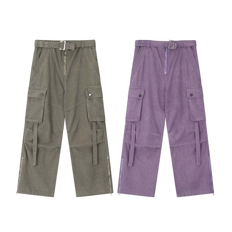 Purple Fashion Design Multi-pocket Hip-hop Streetwear Cargo Jeans