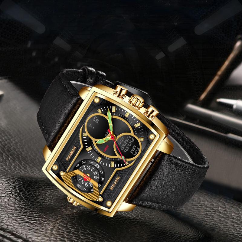 Quartz Electronic Dual Display Multi-function Square - Trendha