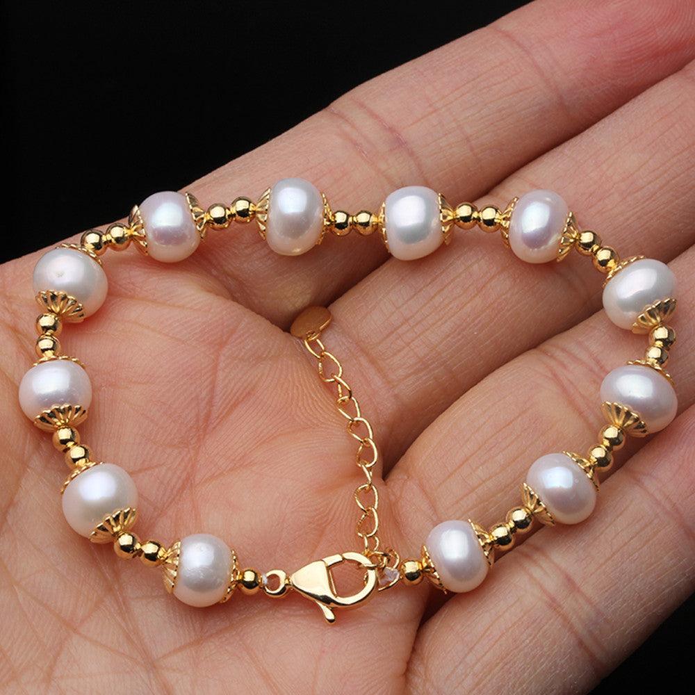 Gold-Colored Pearl-Detail Bracelet