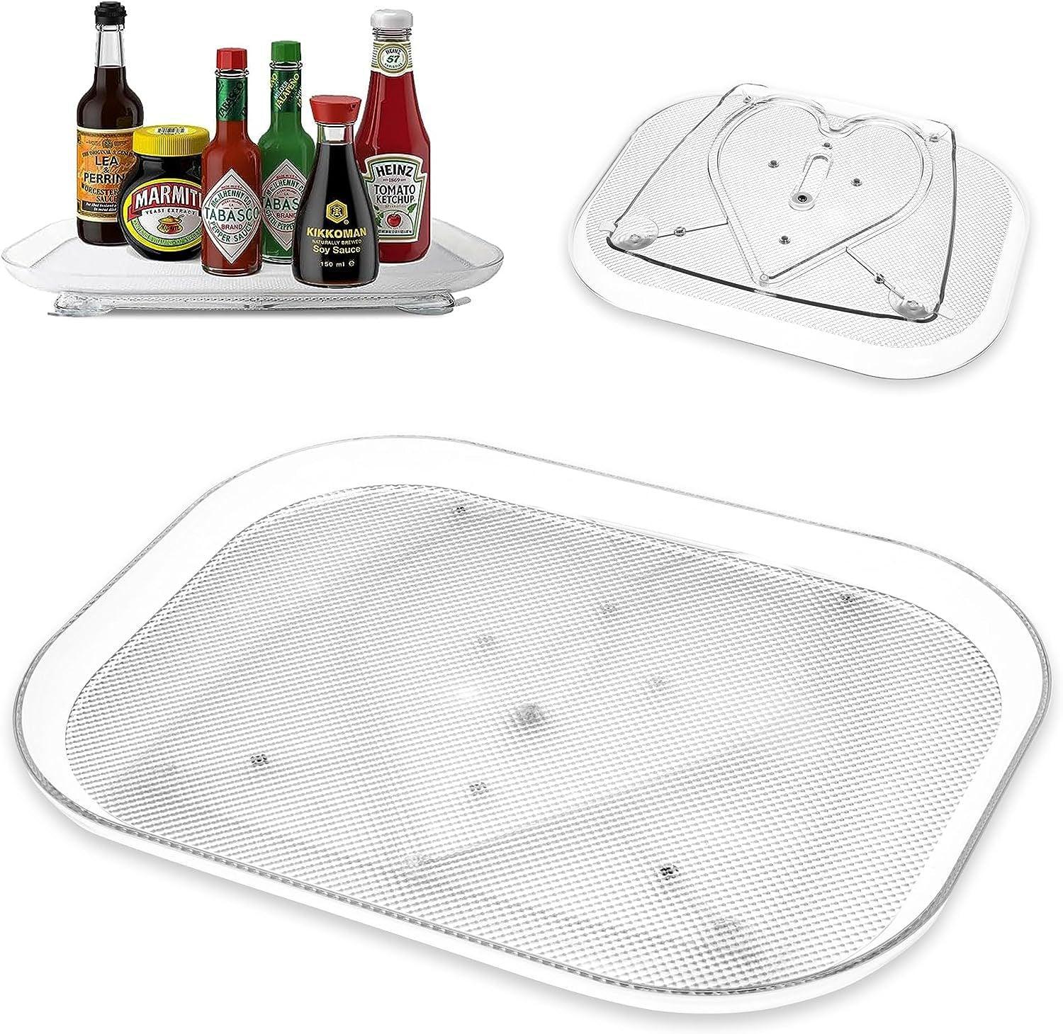 Refrigerator Rotating Tray Heart-shaped Track Transparent Rectangular Refrigerator Storage Tray Dining Tray Kitchen Gadgets - Trendha